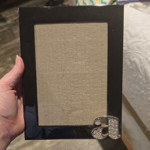 Elegant Black Photo Frame with Crystal Accent "A"